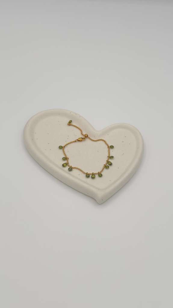 Olive green Drop Charm Bracelet