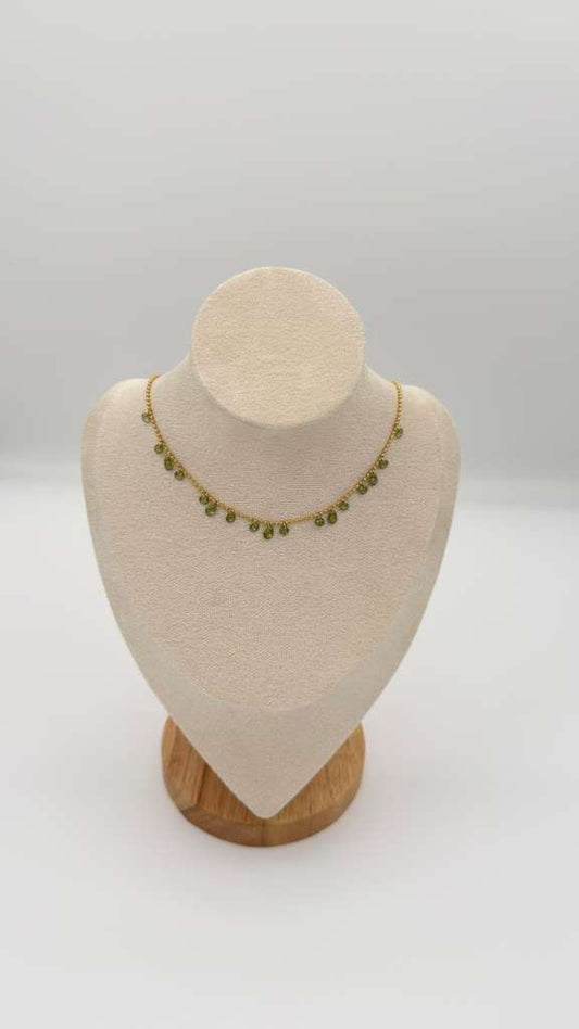 Olive green Drop Charm Necklace