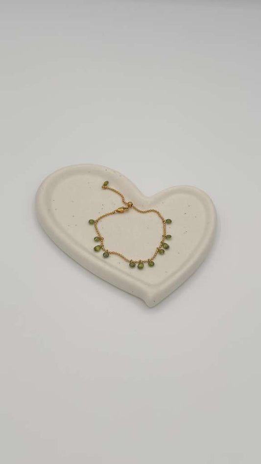 Olive green Drop Charm Bracelet